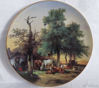 Zberatelsky 1 porcelanovy tanier motiv kon dedina