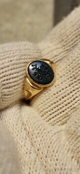 Starožitný zlatý pečatný prsteň 14kt zlato