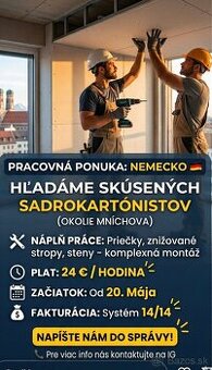 🇩🇪 HĽADÁME MAJSTROV DO MNÍCHOVA – SADROKARTÓNISTI POZOR