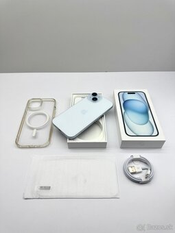 Apple iPhone 15 BLUE 128GB ORIGINÁL STAV+Príslušenstvo - 1