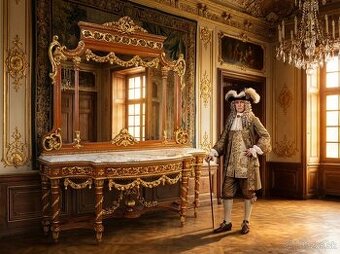 Zámecká konzola se zrcadlem - masiv - XXL