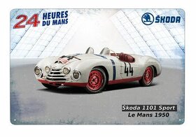 cedule plechová - automobil Škoda 1101 Sport - Le Mans 1950