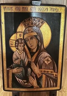 Starozitna pravoslavna ikona so stojanom malba na dreve