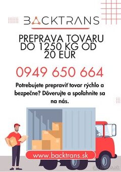 Preprava tovaru v Banskej Bystrici a okolí do 1250 kg od 20€