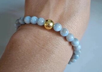 Náramok zo 6mm bledomodrého chalcedonu