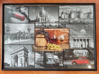 Puzzle 1 / 9: Francúzsko + rám 50x70 so sklom