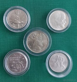 Strieborné pamätné mince ČSR, 1970, 1978, 1985, 1989, 1990 -