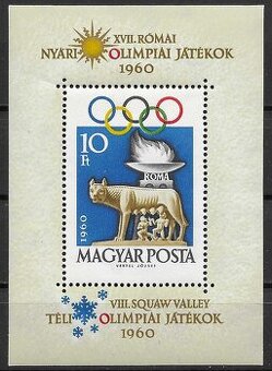 MAĎARSKO 🖼️ (FIL.1013.) Olympia Rím - blokk.1960 čisté s le