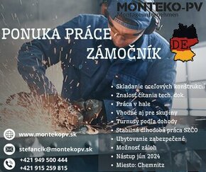 Ponuka práce - Zámočník NEMECKO - CHEMNITZ