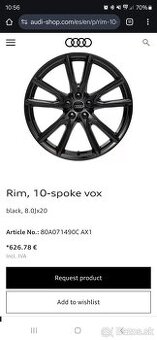 Audi ZKK R20, 8J, 5x112 bez pneu.