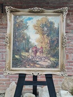 Obraz odchod na poľovačku trofej