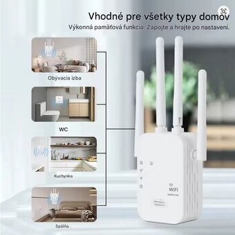 Zosilňovač WiFi signálu – 2.4 GHz, 4 antény, Plug & Play