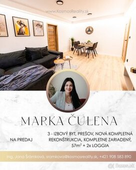 Krásny zrekonštruovaný 3-izbový byt, ul.Marka Čulena, Prešov