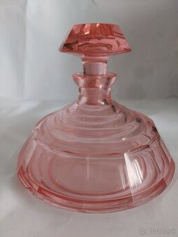 Starozitny krasny obrovsky flakon ruzove sklo