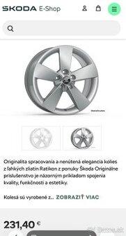 Originálne Škoda R17 ALU disky „Ratikon“ – TOP STAV