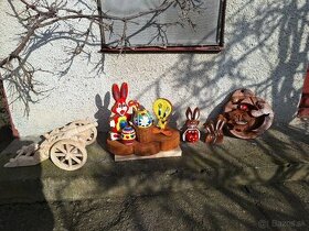 Velkonocne drevené dekoracie, zajac, vajíčko