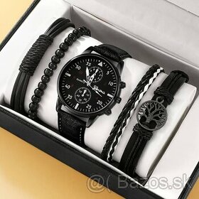 Predám - čierny set Geneva, hodinky + retiazky (nové)