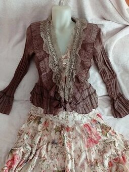 Hnedý cottage core lolita kardigan