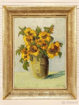 Obraz Otto Zahradník Slunečnice, olej 57x45