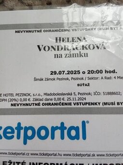 Predám Vstupenky koncert heleny vondráčkovej