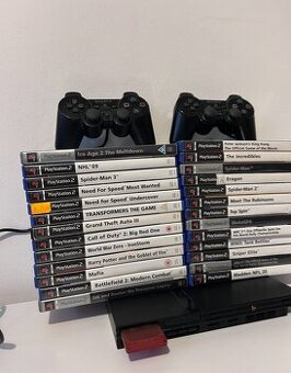 Herná konzola - Sony PlayStation 2 + 2 Ovladače A 26 Hier
