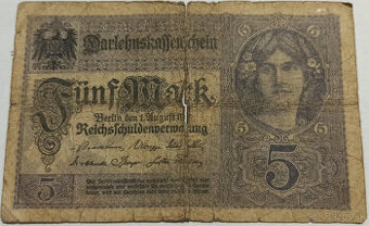 Päť Nemeckých Mariek vydané 1. august 1914 aukcia