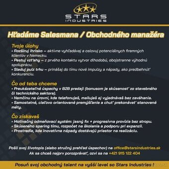 Hľadáme obchodného manážera
