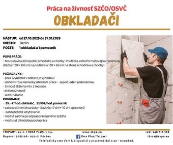 Obkaldač + pomocník do DE.