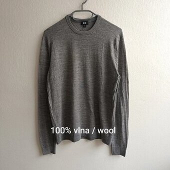 Uniqlo 100% vlnený sveter s okrúhlym výstrihom tenký svetrík