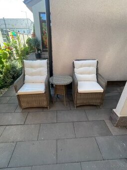 2 kreslá pluš stolík umelý ratan - 1