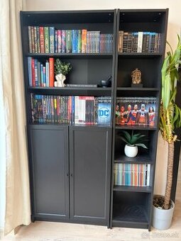 Set knižníc IKEA BILLY + OXBERG dvierka – výborný stav