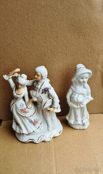 Porcelánové sošky Kvetinárka + Tanečný pár - výška 19 cm