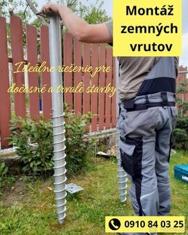 Montáž zemných vrutov, inštalácia zemných vrútov,zemné vruty
