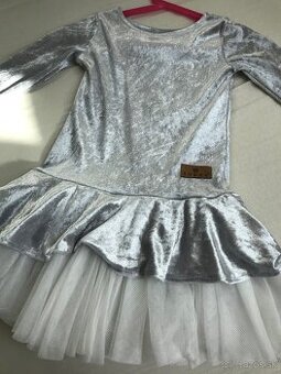 Zuppa strieborne zamatove saty 122/128