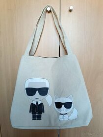 Béžová canvasová taška zn. Karl Lagerfeld - 1