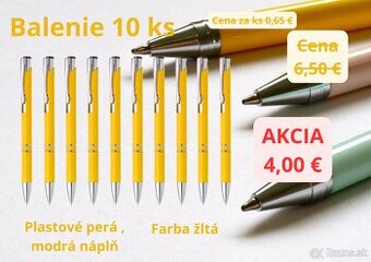 Perá plastové , balenie 10 ks , farba žltá