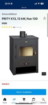 Krbové kachle PRITY K13, 12 kW, flue 130 mm