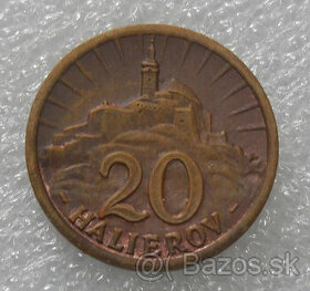 Mince: 20 Halierov 1940 UNC stav - Slovenský štát 1939-1945
