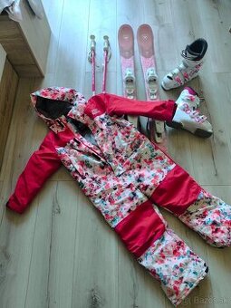 Dievčenský lyžiarsky set 110 cm, lyžiarky 205, palice, 6-7 r