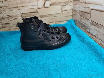 Converse 39 - uni čierne kožené zateplené topánky