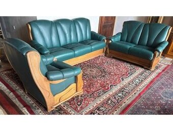 Dubová rustikální kožená souprava 3+2+1,3332