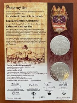 20€ Kežmarok pamätný list