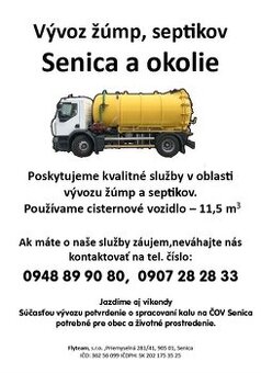 VÝVOZ ŽÚMP A SEPTIKOV SENICA A OKOLIE
