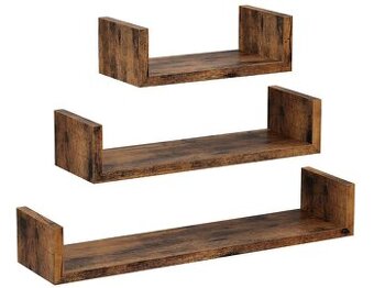 Houseland / nástenné police, set 3 ks, hnedé, nove