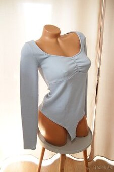 Bledo modrý body top, S