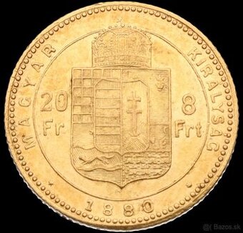 8 Zlatník / 20 Frank 1880 / Kremnica / František Jozef I.
