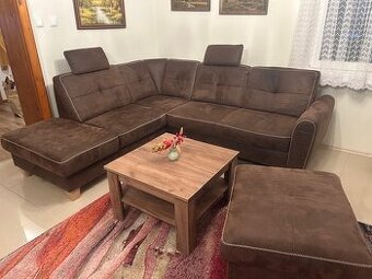 sedačka hnedá s taburetkou (z Mőbelixu)