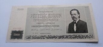 Bankovka 5000 korún.