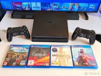 PS4 PLAYSTATION 4 SLIM + 2X OVLADAC + HRY
