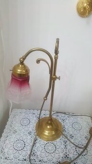 LAMPA STOLNÁ - mosadzná- tienidlo ružové
